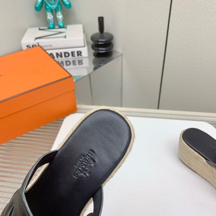 ITHEA 85 MM ESPADRILLE IN BLACK CALFSKIN