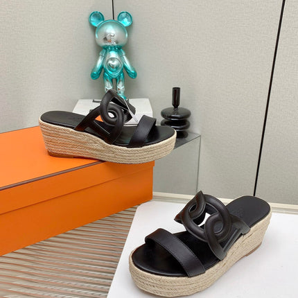 ITHEA 85 MM ESPADRILLE IN BLACK CALFSKIN