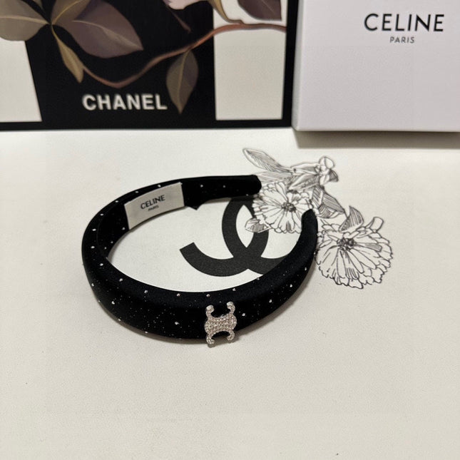 BLACK SILK WITH CRYSTAL HAIRBAND 400485