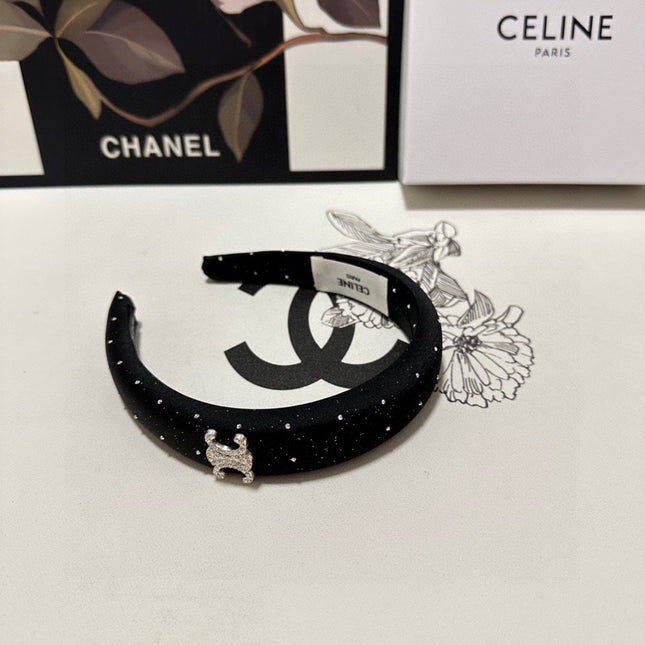 BLACK SILK WITH CRYSTAL HAIRBAND 400485
