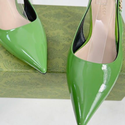GG SIGNORIA 45 SLINGBACK PUMP GREEN LAMBSKIN