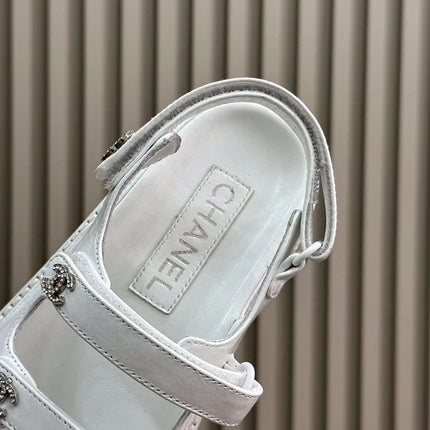 CC DAD SANDALS THREE STRAP  WHITE LAMBSKIN