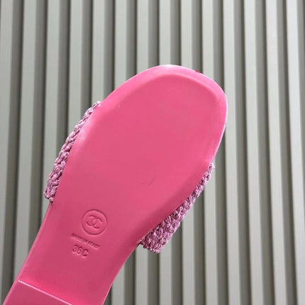 CC WOVEN SLIPPERS LIGHT PINK COWHIDE SOLE
