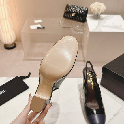 HIGH SLINGBACKS BLACK MIX VIOLET SHEEPSKIN