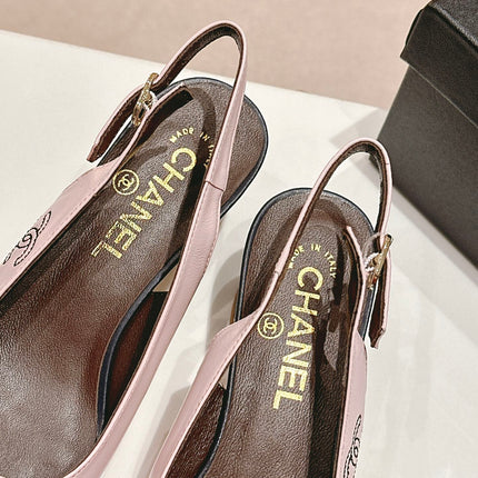 SLINGBACKS LIGHT PINK MIX BLACK SHEEPSKIN