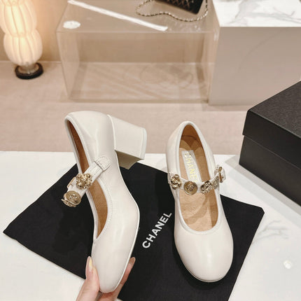 MARY JANE SHOES WHITE LAMBSKIN
