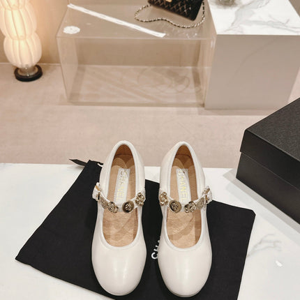 MARY JANE SHOES WHITE LAMBSKIN