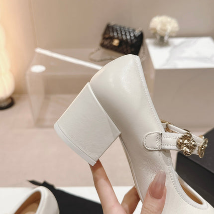 MARY JANE SHOES WHITE LAMBSKIN