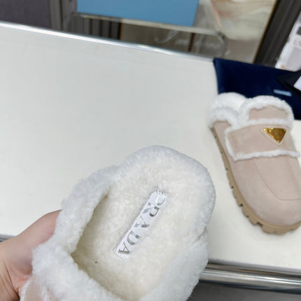 SUEDE AND SHEARLING MULES BEIGE