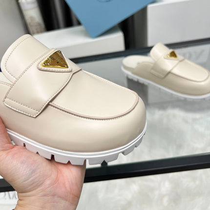 SABOTS MULES BEIGE CALFSKIN