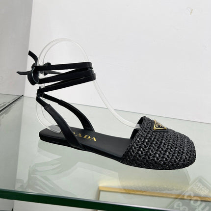 CROCHET SANDALS IN BLACK FABRIC