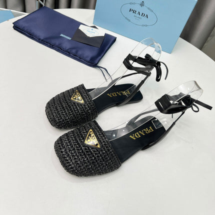 CROCHET SANDALS IN BLACK FABRIC