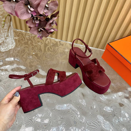 JAM 30 SANDAL IN BLOOD RED VELVET
