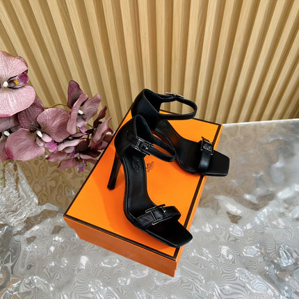 JULY SANDAL 105 MM IN BLACK CALFSKIN