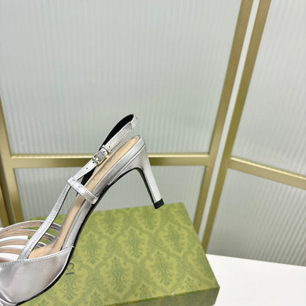 SLINGBACK PUMP 6 CM IN SILVER GLOSSY CALFSKIN