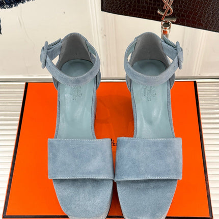 ILLUSION 35 SANDAL IN LIGHT BLUE SUEDE WITH RHINESTONE DETAILS