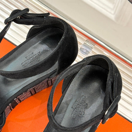 ILLUSION 35 SANDAL IN BLACK SUEDE WITH RHINESTONE DETAILS