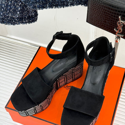 ILLUSION 35 SANDAL IN BLACK SUEDE WITH RHINESTONE DETAILS