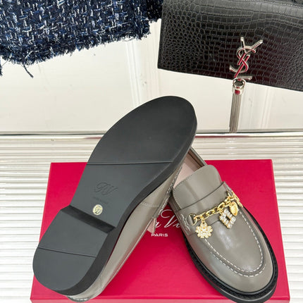 ROGER VIVIER 25S RANGERS CHAIN LOAFER IN OLIVE GRAY CALFSKIN