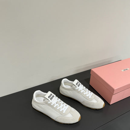 RETRO SNEAKERS IN BEIGE MESH AND SUEDE
