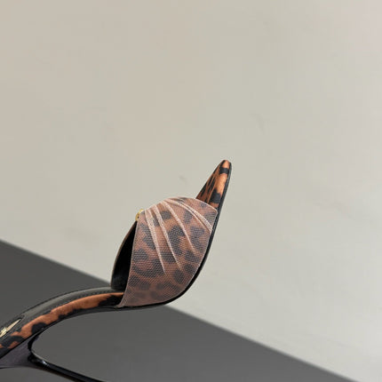 YSL HIGH HEEL 25S 100 MM IN LEOPARD PRINT LAMBSKIN