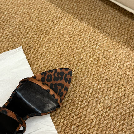 YSL HIGH HEEL SANDALS 25S IN LEOPARD PRINT LAMBSKIN