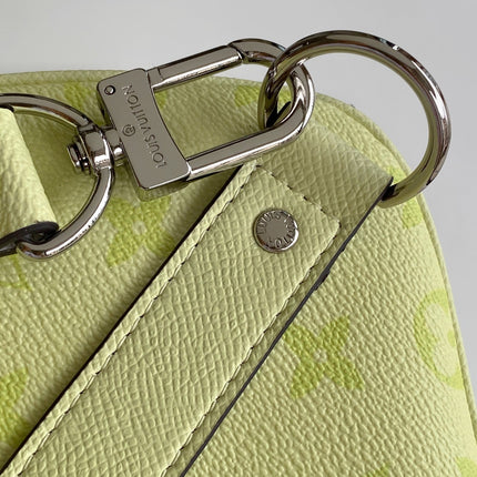 LV 25S KEEPALL BANDOULIÈRE 45 IN LIGHT OLIVE GREEN CALFSKIN SILVER HARDWARE