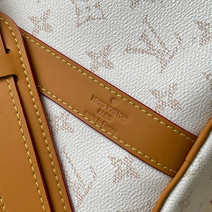 LV 25S KEEPALL BANDOULIÈRE BAG 45 IN WHITE MONOGRAM HERITAGE CALFSKIN