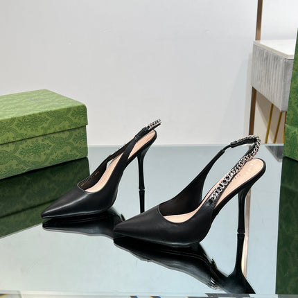 GG SIGNORIA SLINGBACK PUMP BLACK LAMBSKIN