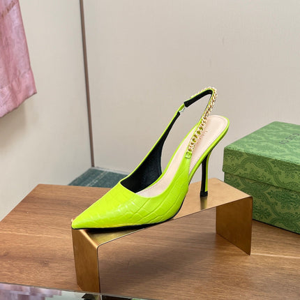 GG SIGNORIA SLINGBACK PUMP CHARTREUSE CALFSKIN