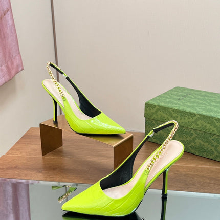 GG SIGNORIA SLINGBACK PUMP CHARTREUSE CALFSKIN