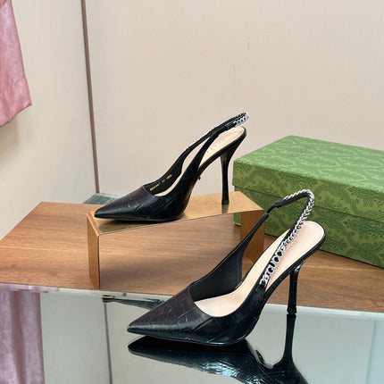 GG SIGNORIA SLINGBACK PUMP BLACK CALFSKIN