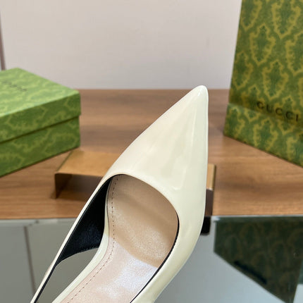 GG SIGNORIA SLINGBACK PUMP WHITE LAMBSKIN