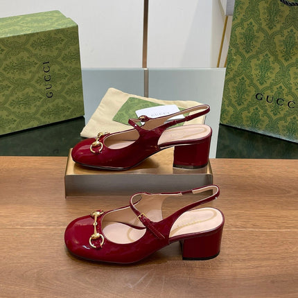 GG HORSEBIT PUMP SCARLET LAMBSKIN