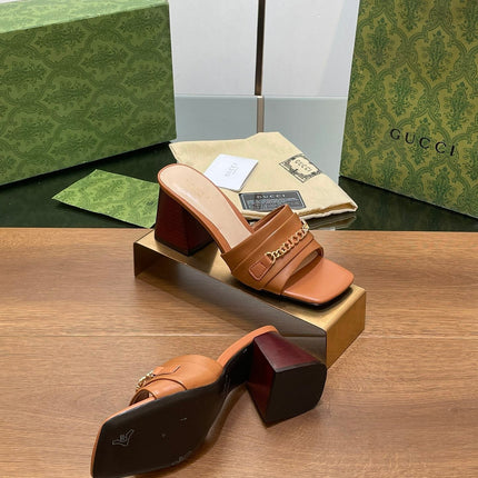 GG SIGNORIA SLIDE SANDAL CARAMEL DENIM