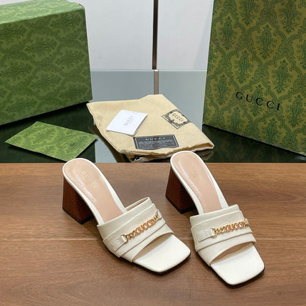 GG SIGNORIA SLIDE SANDAL WHITE DENIM