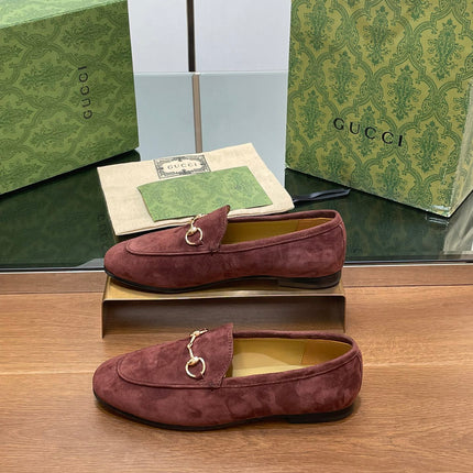HORSEBIT LOAFER IN UMBER BROWN SUEDE WITH GOLD HARDWARE