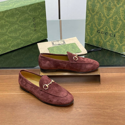 HORSEBIT LOAFER IN UMBER BROWN SUEDE WITH GOLD HARDWARE