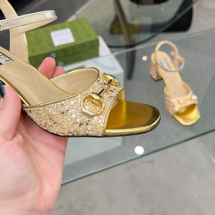 GG HIGH HEELS SANDALS 60 IN SHINY GOLD LAMBSKIN