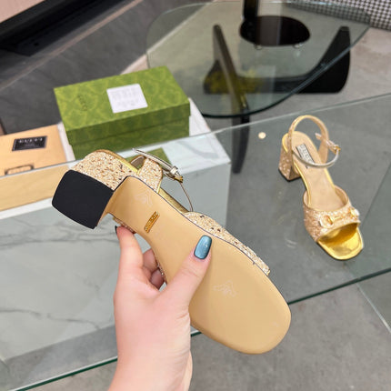 GG HIGH HEELS SANDALS 60 IN SHINY GOLD LAMBSKIN