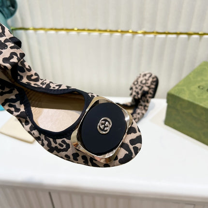 GG BALLET SUPER SLIM LEOPARD PATTERN LAMBSKIN