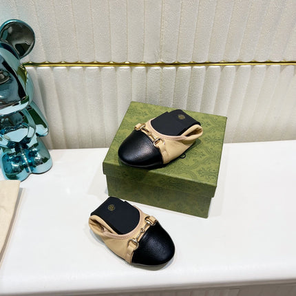 GG BALLET SUPER SLIM BUCKLE BLACK AND CREAM LAMBSKIN