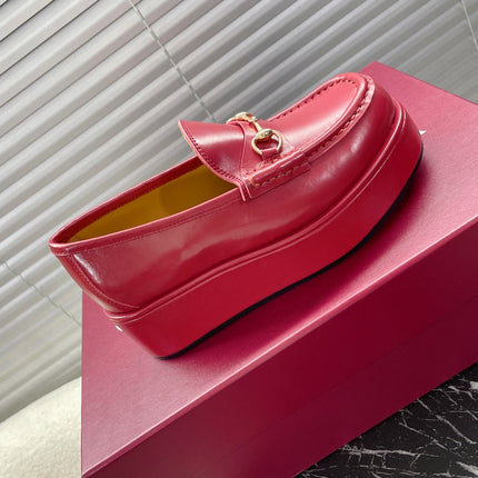 HORSEBIT PLATFORM LOAFER IN CRIMSON RED CALFSKIN