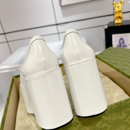 GG HORSEBIT PLATFORM LOAFER WHITE CALFSKIN