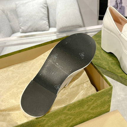 GG HORSEBIT PLATFORM LOAFER WHITE CALFSKIN