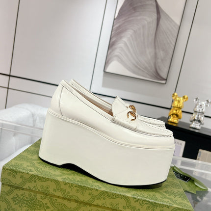 GG HORSEBIT PLATFORM LOAFER WHITE CALFSKIN