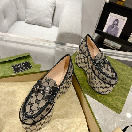 GG HORSEBIT PLATFORM LOAFER BLACK CALFSKIN
