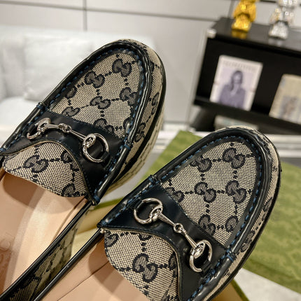 GG HORSEBIT PLATFORM LOAFER BLACK CALFSKIN