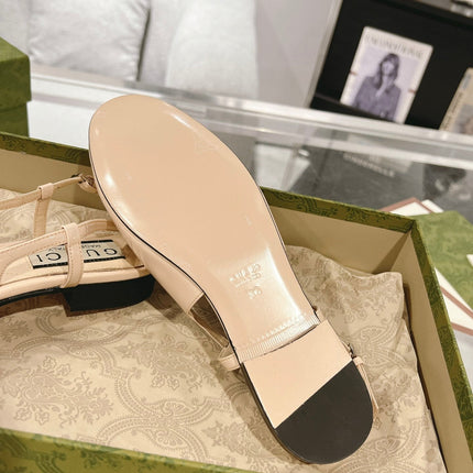 GG CRYSTALS SLINGBACK BALLET CREAM CALFSKIN