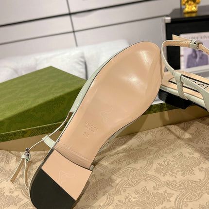 GG CRYSTALS SLINGBACK BALLET SAGE CALFSKIN